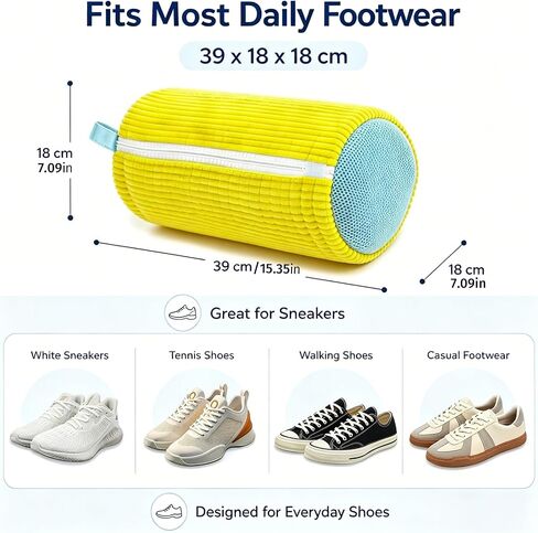 Shoe Washing Machine Bag, 2 Pack Sneaker Cleaning Bags for Washer & Dryer, Hidden Zipper Laundry Shoe Bag Protects Shoes & Drum, Fits Tennis Shoes and Daily Footwear (Yellow) in Kuwait