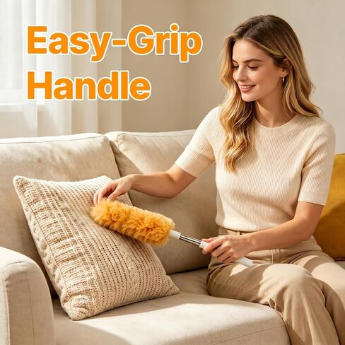 30PCS Duster Refills Compatible with Swiffer Dusters, 360 Heavy Duty Duster with 2 Extendable Handles for Ceiling Fan & Everyday Cleaning, Microfiber Duster for High Ceilings, Lamps, Furniture, Blinds in Kuwait