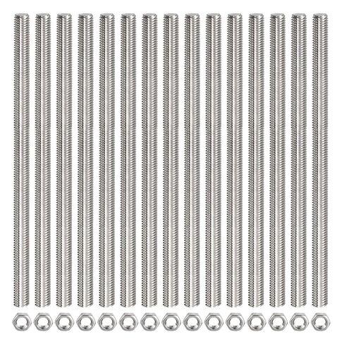 Fully Threaded Rod (with 15 Pcs Hex Nuts),Stainless Steel Fully Threads Studs[for Assembly Fastening Hangers U-Bolts] - M6 x 250mm,1mm Pitch/Silver/ 15 Pcs in Kuwait