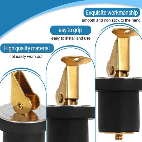 4 Pack Brass Boat Plug Drain Plug Boat Snap Handle Plug Deck Plug for Boat Marine in Kuwait