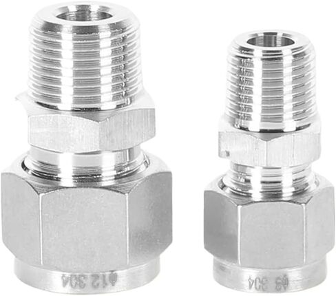 1" BSPT Male x 6 8 10 12-25mm Tube OD Compressiong Union 304 Stainless Steel Pipe Fitting Coupler(10MM_BSPT Male) in Kuwait