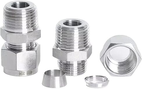 1" BSPT Male x 6 8 10 12-25mm Tube OD Compressiong Union 304 Stainless Steel Pipe Fitting Coupler(10MM_BSPT Male) in Kuwait
