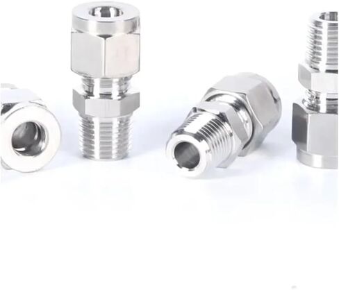 1" BSPT Male x 6 8 10 12-25mm Tube OD Compressiong Union 304 Stainless Steel Pipe Fitting Coupler(10MM_BSPT Male) in Kuwait