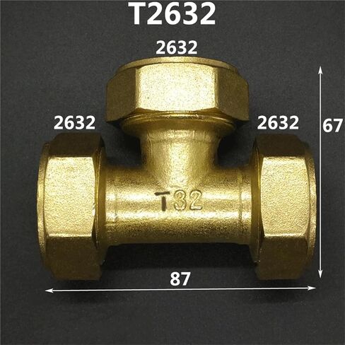 تي شيرت ضغط نحاسي Pex 1216/1418/1620/2025/2632 تركيبات أنابيب متساوية من الألومنيوم لتدفئة الأرضية (2632) in Kuwait