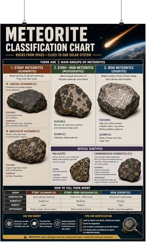 Meteorite Classification Chart Poster Space Science Educational Matte Vertical Poster in Kuwait