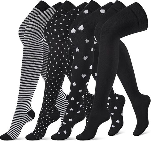 Shyyween 4 Pairs Nurse Compression Socks Thigh High for Women, Nurses Appreciation Gift Knee Sock for Medical Staff in Kuwait