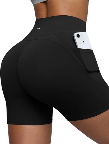 BRXL Biker Shorts Women with Pockets 4.5" Tummy Control Gym Spandex Shorts in Kuwait