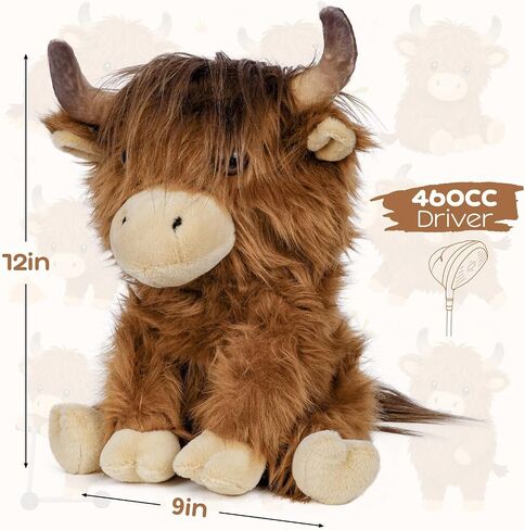 Big Crazy Highland Cattle Funny Driver Headcover, Golf Head Covers, Plush Animal Golf Club Covers, Highland Cow Driver Cover, Soft Lining for Club Protection, Golf Gifts for Men Women in Kuwait