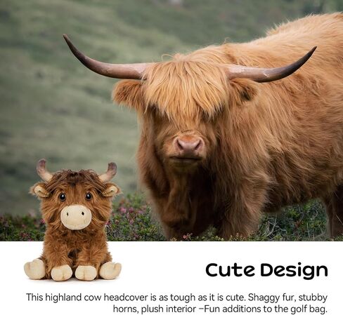 Big Crazy Highland Cattle Funny Driver Headcover, Golf Head Covers, Plush Animal Golf Club Covers, Highland Cow Driver Cover, Soft Lining for Club Protection, Golf Gifts for Men Women in Kuwait