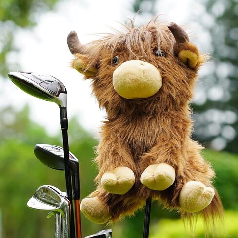 Big Crazy Highland Cattle Funny Driver Headcover, Golf Head Covers, Plush Animal Golf Club Covers, Highland Cow Driver Cover, Soft Lining for Club Protection, Golf Gifts for Men Women in Kuwait