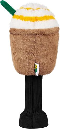 Funny Coffee Cup Golf Driver Head Cover Plush Golf Club Cover Gift | Just Tap It In Fits Most 460cc Drivers Reliable Club Protection Soft Plush Exterior in Kuwait