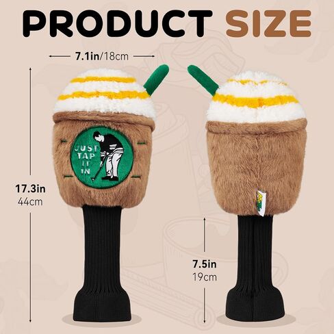 Funny Coffee Cup Golf Driver Head Cover Plush Golf Club Cover Gift | Just Tap It In Fits Most 460cc Drivers Reliable Club Protection Soft Plush Exterior in Kuwait