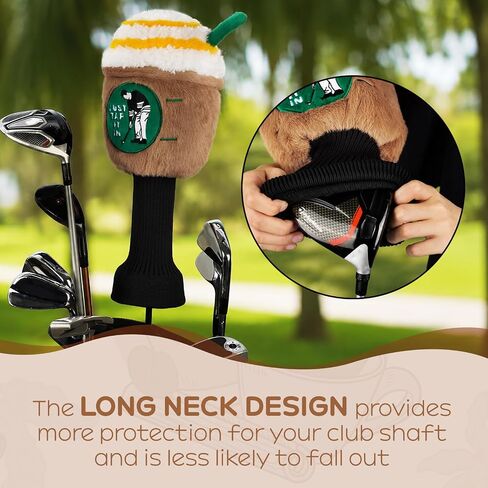Funny Coffee Cup Golf Driver Head Cover Plush Golf Club Cover Gift | Just Tap It In Fits Most 460cc Drivers Reliable Club Protection Soft Plush Exterior in Kuwait