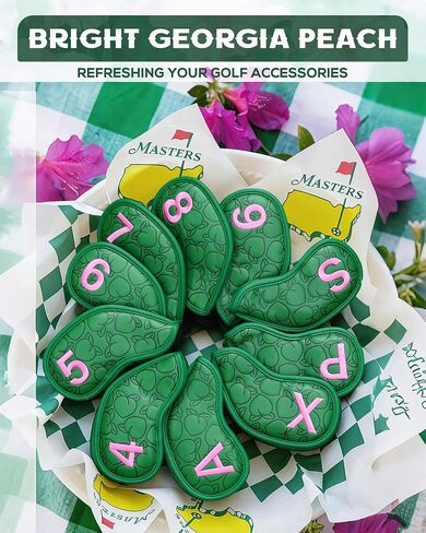 Big Teerth Golf Iron Covers Magnetic, Iron Covers for Golf Clubs, Tournament Peaches Themed Golf Iron Head Covers, 10-Piece Set of Golf Iron Covers for Men Women in Saudi Arabia