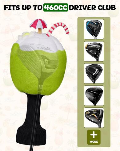 Big Teeth Funny Plush Tropical Coconut Drink Driver Headcover, Golf Head Covers for Woods and Driver, 19th Hole Driver Head Covers for Golf Clubs in Saudi Arabia