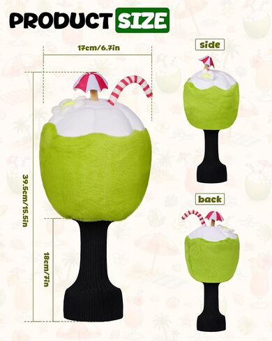 Big Teeth Funny Plush Tropical Coconut Drink Driver Headcover, Golf Head Covers for Woods and Driver, 19th Hole Driver Head Covers for Golf Clubs in Saudi Arabia