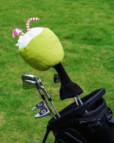 Big Teeth Funny Plush Tropical Coconut Drink Driver Headcover, Golf Head Covers for Woods and Driver, 19th Hole Driver Head Covers for Golf Clubs in Saudi Arabia