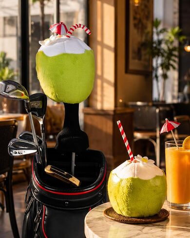 Big Teeth Funny Plush Tropical Coconut Drink Driver Headcover, Golf Head Covers for Woods and Driver, 19th Hole Driver Head Covers for Golf Clubs in Saudi Arabia