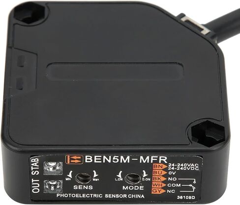 Photoelectric Sensor Switch, AC 24-240V BEN5M-MFR Photoelectric Beam Sensor with 5 Meter 197" Detection Distance, for Light Door Industrial Factory Garage Applicable to All Objects in Kuwait