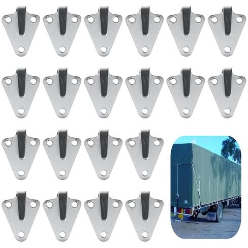 20PCS Three-Hole Tarpaulin Hooks, Galvanised Lashing Eyes, 50 × 40 mm Guy Hook, Cast Iron Fixing Hooks for Attaching Trailer Nets and Tarpaulins in Kuwait