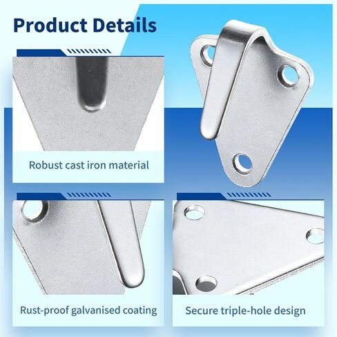 20PCS Three-Hole Tarpaulin Hooks, Galvanised Lashing Eyes, 50 × 40 mm Guy Hook, Cast Iron Fixing Hooks for Attaching Trailer Nets and Tarpaulins in Kuwait