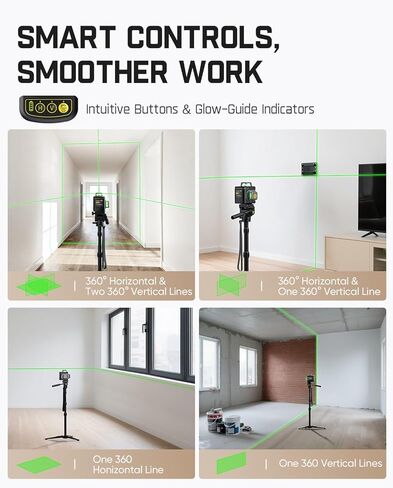 Fanttik D12 Ace Laser Level 360 ذاتي التسوية مع حامل ثلاثي الأبعاد 43.2 بوصة، ليزر أخضر متقاطع ثلاثي الأبعاد قابل لإعادة الشحن 3 × 360 درجة، سهل الاستخدام للبناء وتعليق الصور in Kuwait