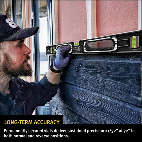 STABILA Dark Shadow Level set 196-2, 72 inch (183 cm), 48 inch (122 cm), 24 inch (61 cm), 16 inch (40 cm), and carrying case, Cat. Number 37400 in Kuwait