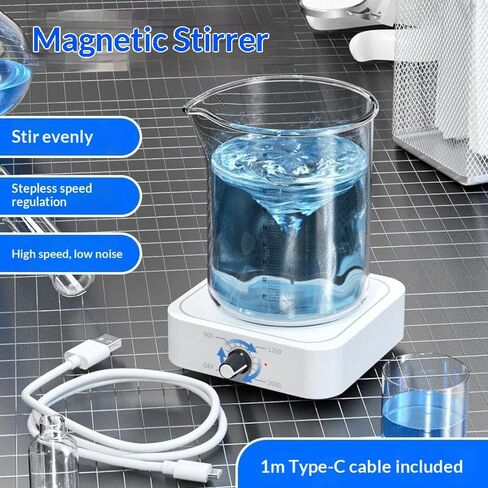 محرك مغناطيسي صغير قابل لإعادة الشحن، بطارية 1200 مللي أمبير في الساعة، 12 ساعة، 200-2000 دورة في الدقيقة، خلاط مختبر محمول، لوحة تحريك مغناطيسية لاسلكية مع شريط تحريك للاستخدام في الهواء الطلق والمختبر in Kuwait
