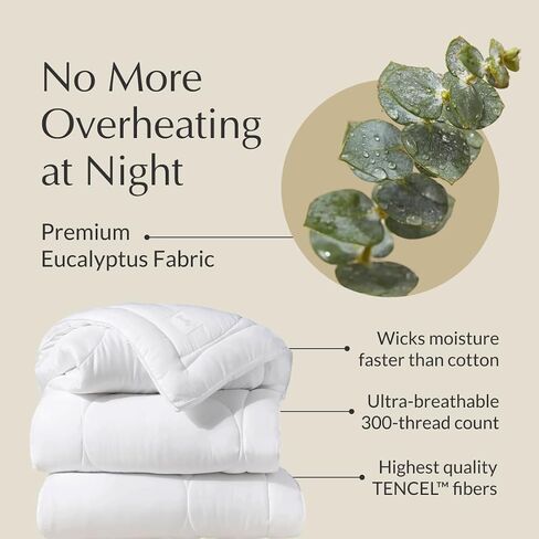 Buffy Cloud Cooling Comforter for Hot Sleepers, Machine Washable Lightweight Fluffy All-Season Temperature-Regulating Eucalyptus Lyocell Duvet Insert (King/Cal King) in Kuwait