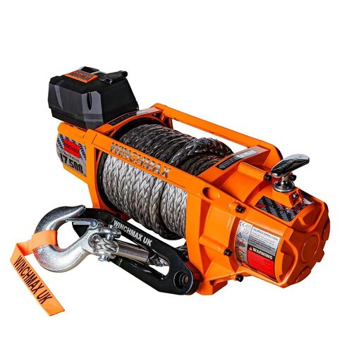 WINCHMAX 17,500lb Original Orange 12v Electric Winch, 20M (65ft) x 13mm Multi-Strand Synthetic Rope. Twin Wireless Remote Control. in Kuwait