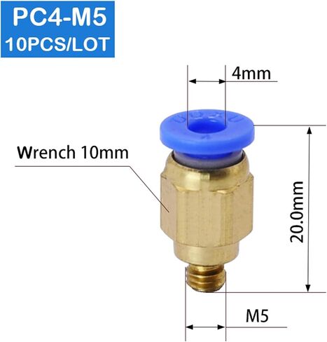 PC4-M5 4mm Straight Through The M5 Pneumatic Tube Fittings Quick Thread Joint 10Pcs in Saudi Arabia
