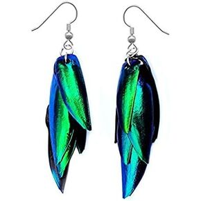 BicBugs REAL preserved beetle elytra earrings blue green in Saudi Arabia