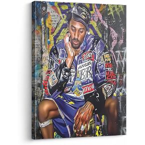 B.B.F MAKE Kobe Street Art Canvas - ألوان زاهية نابضة بالحياة لديكور الحائط Hypebeast، ملصقات كرة السلة الحديثة لغرفة الأولاد المراهقين وكهف الألعاب، مطبوعات رياضية جمالية 16x20 in Kuwait