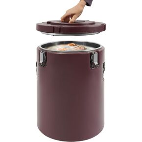 Insulated Food Container, 1.3 Gal Commercial Food Warmer, Stainless Steel Interior Insulated Soup Carrier Barrel, Portable Hot Cold Food Cooler Hot Box for Restaurant Canteen Home (Red, 1.3 Gallon) in Kuwait