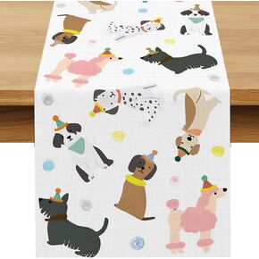 Puppy Dog Table Runner Kids Dog Themed Birthday Party Decoration Baby Shower Dining Room Home Kitchen Island Decor (13" x 72") in Kuwait