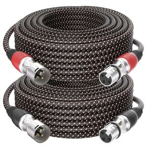 2 حزمة من كابلات XLR المتميزة بطول 25 قدمًا، كابل ميكروفون XLR من النحاس النقي للصوت النقي، كابل ميكروفون متوازن من الذكور إلى الإناث يدوم طويلاً، 3 دبابيس مطلية بالذهب للميكروفون، الخلاط، DMX - مجدول من النايلون in Kuwait