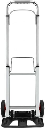 Folding Aluminum Hand Truck, 220 lbs Capacity, Heavy-Duty, Portable Collapsible Dolly with 6-Inch Rubber Wheels, for Moving, Office, Travel, and Home Appliances (Silver) in Kuwait