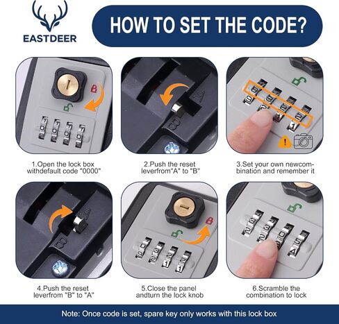 Wall Mount Key Lock Box Outdoor Key Lock Box with Resettable Combination Lock Boxes for keys Wall Mounted Key Safe Boxes for Outside, Garage, Home, Office in Kuwait