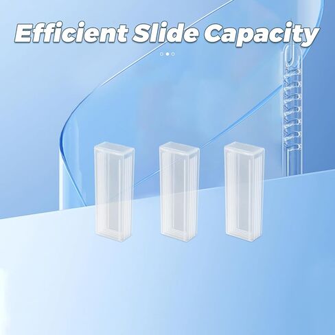 STOBAZA Plastic Slide Staining Jar 5-slot Rack Set for Laboratory Use, High Transparency Plastic Coplin Jars for Microscope Slide Staining and Storage, Wide Opening Design for Research in Kuwait