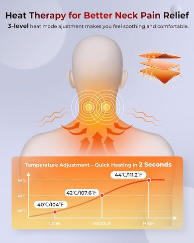 FliKEZE Heated Neck Stretcher with Red Light, Wireless Massager Pillow | 660nm/850nm Red Light, 3 Heat Levels & 5 Massage Modes, Ergonomic Design for Home Office Use to Relieve Neck Pain, Grey in Kuwait