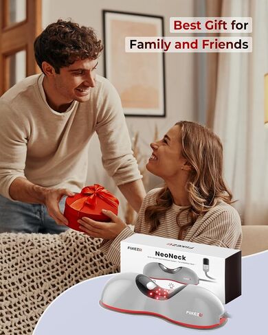 FliKEZE Heated Neck Stretcher with Red Light, Wireless Massager Pillow | 660nm/850nm Red Light, 3 Heat Levels & 5 Massage Modes, Ergonomic Design for Home Office Use to Relieve Neck Pain, Grey in Kuwait