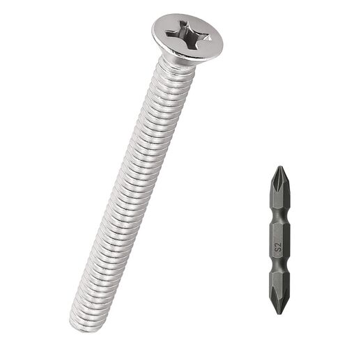 #10-24 x 3 Flat Head Machine Screws (25 pcs), 18-8 (304) Stainless Steel, Phillips Drive Flat Head Machine Screws, Bright Finish, Fayeploo (with Phillips Driver Bit) in Kuwait