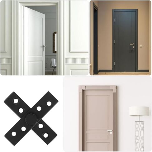 TIDTALEO 2pcs Heavy Duty Stainless Steel Concealed 360 Degree Rotation Pivot Hinges for Wood Doors, Matte Black Small Centre Shaft Hinge Set, Industrial Hidden Door Hardware in Kuwait
