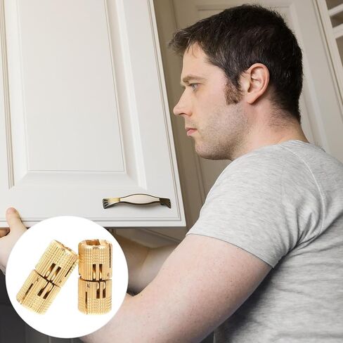 2pcs 12mm Copper Concealed Pivot Door Hinges for Cabinets Furniture, Adjustable Rotation Hidden Cabinet Hinges for Home and Window Installation in Kuwait
