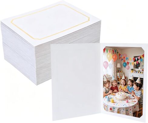 50 Pack Photo Folder Frame for 4x6 or 5x7 Pictures, Paper Picture Frames Bulk, Cardboard Photo Frames,Great for Christmas,Wedding,Birthday, Classroom Craft DIY(Black with Gold Trim) in Saudi Arabia