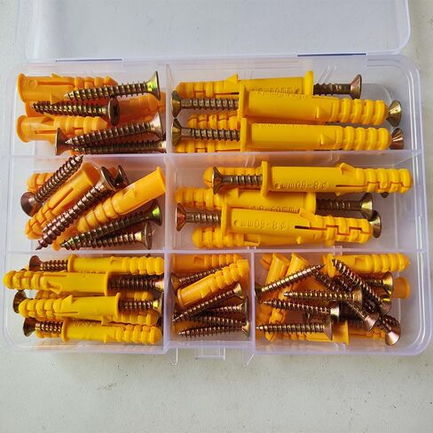 Plastic Self-Tapping Thread Drywall and Wall Anchors with Screw Set, 90-Piece Wall Plug Anchors Expansion Bolt Tube with Nylon and PE Composite Material for Drywall, Concrete, Brick, Wood in Kuwait
