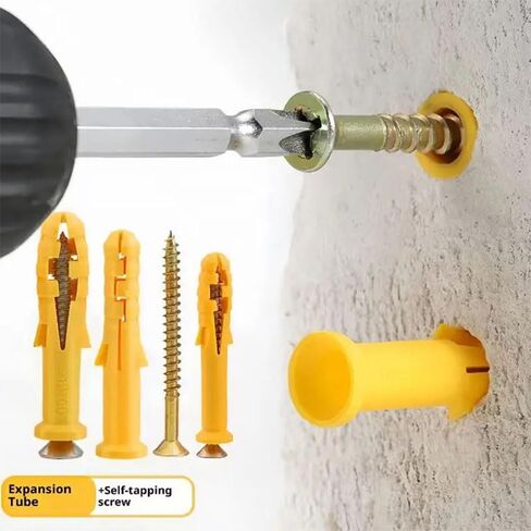 Plastic Self-Tapping Thread Drywall and Wall Anchors with Screw Set, 90-Piece Wall Plug Anchors Expansion Bolt Tube with Nylon and PE Composite Material for Drywall, Concrete, Brick, Wood in Kuwait