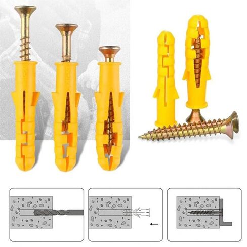 Plastic Self-Tapping Thread Drywall and Wall Anchors with Screw Set, 90-Piece Wall Plug Anchors Expansion Bolt Tube with Nylon and PE Composite Material for Drywall, Concrete, Brick, Wood in Kuwait