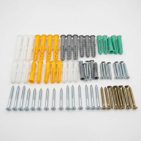 200Pcs Drywall Anchors and Screws Assortment Kit, 10 Sizes Plastic Wall Anchors with Carbon Steel Screws Heavy Duty Wall Hanging Kit for Frame Art Decor, Concrete & Drywall in Kuwait