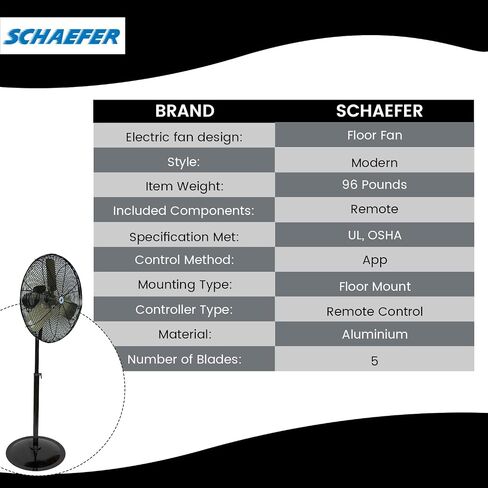 Schaefer 30PF-HL 30 بوصة مروحة كهربائية بقاعدة للمواقع الخطرة، مروحة متأرجحة معدنية محمولة عالية السرعة للأغراض التجارية والصناعية والجراج والفناء والدفيئة - مدرجة في قائمة UL ومعتمدة من OSHA in Kuwait